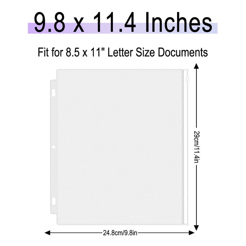 Antner 18 Pack Zipper Binder Pockets for 3 Ring Binder, Clear PVC 3 Holes Letter Size Binder Pouch Document Storage Bags Binder Folders Loose Leaf Inserts Sheet Page Protectors for Office School Home - Image 2